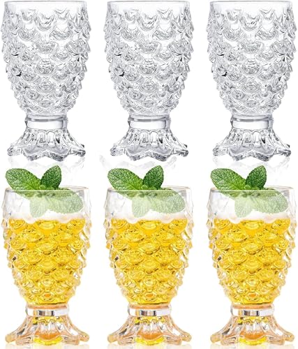 Image of bellemax 250 ML Premium Juice Pineapple Glasses Drinking Glasses,Transparent, Highball Lead-Free Glasses,Tumblers for Water,Juice,Beer,Cocktail and Mixed Drinks (Set of 6)