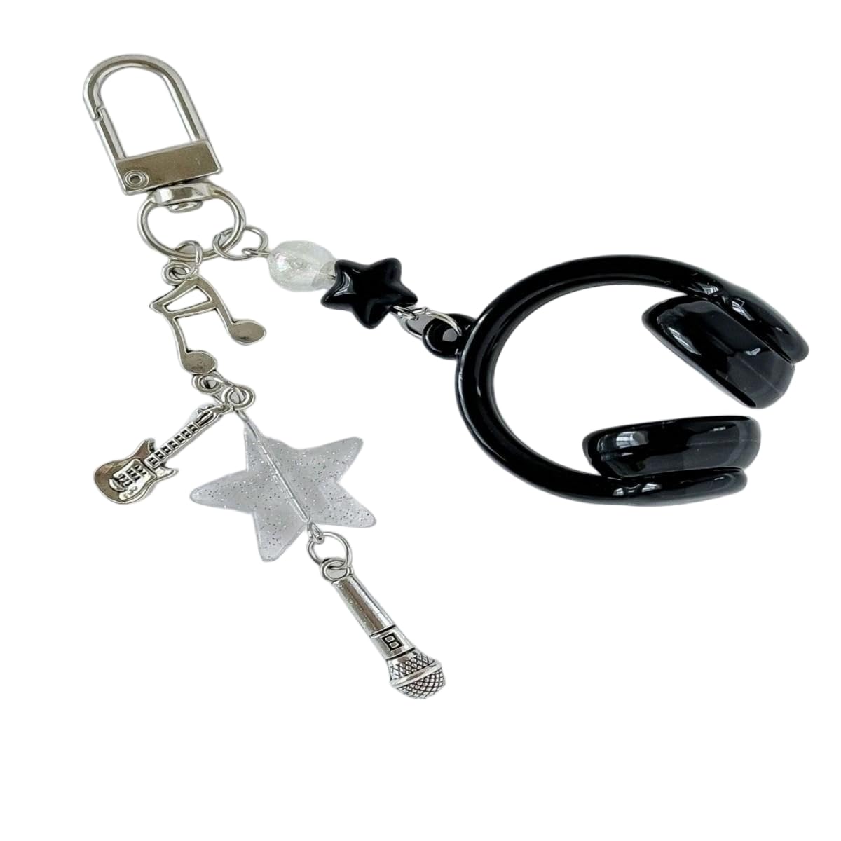 Earphone Keychain Creative Mini Microphone Guitar Music Note Keyring Unique Phone Chain Bag Car Key Holder car Accessories