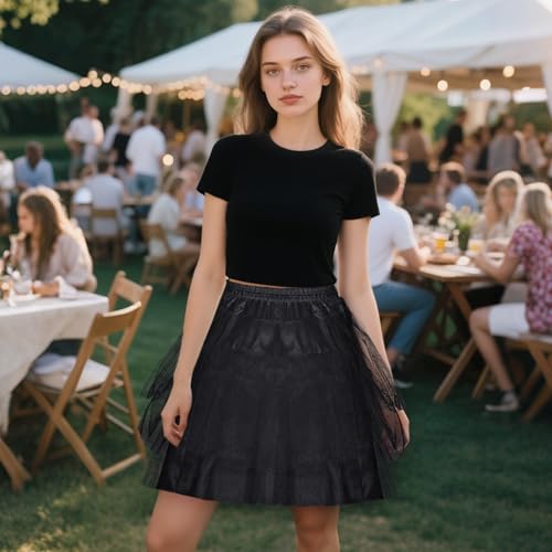 baotongle Girls 3 Layers Tulle Short Wedding Flower Girl Petticoat Crinoline Slips Underskirt4