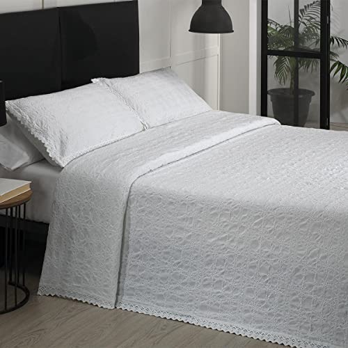 ENCAMA Colcha Crochet 629 - Cama 180 - Color Blanco