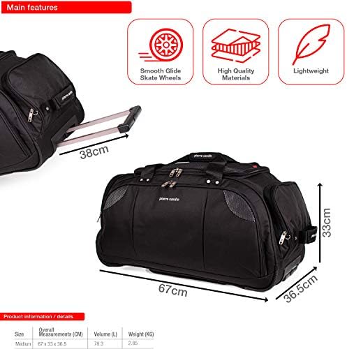 Lightweight Medium Holdall with Wheels - Weekend Roller Bag by Pierre Cardin | Durable Stress Tested Skate Wheels | Carry, Grab, Pull or Drag Trolley Handle | 78L Capacity CL769 (Medium 26")