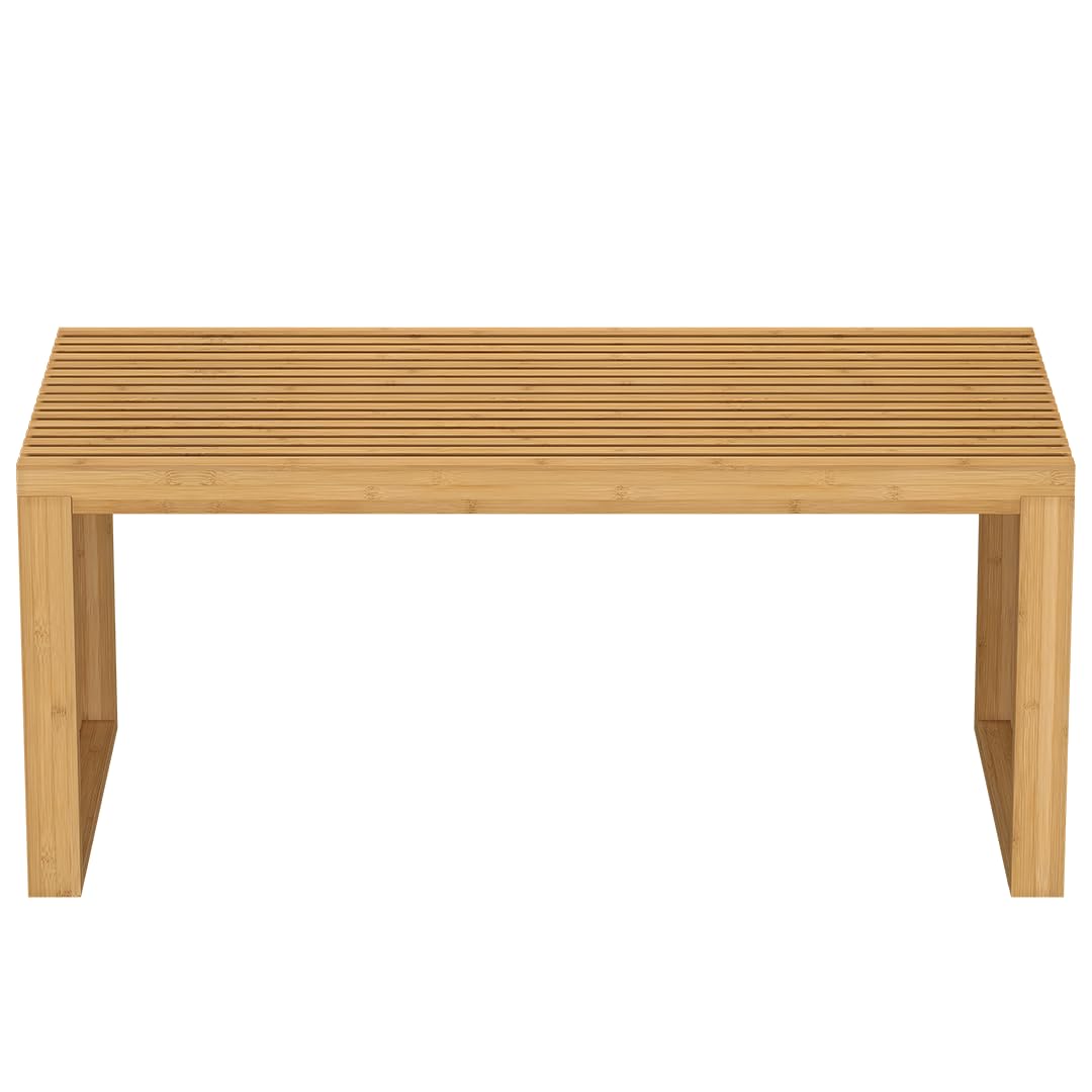 Bellamio Sava Sitzbank aus Bambus – stabile Holzbank Natur – Moderne Bank für Flur, Esszimmer, Schlafzimmer, Wohnzimmer, Badezimmer – Garderobenbank bis zu 250 kg belastbar – Bettbank 45x33x100 cm