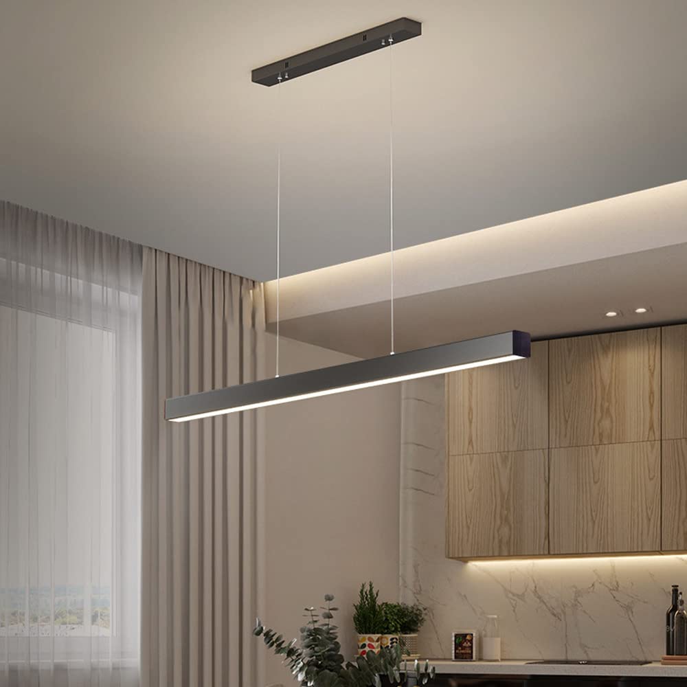 Lampada a sospensione a LED dimmerabile, lampadario lineare minimalista con telecomando, lampada a sospensione moderna a soffitto, tavolo da biliardo sala da pranzo lampadari ad isola cucina