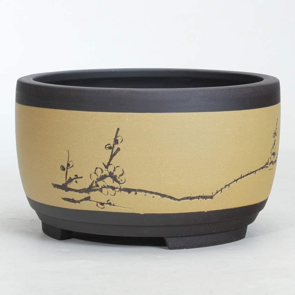 DFGHNBVC Large Chinese Style Planter Pots - Ceramic Indoor Outdoor Garden Pot With Drainage For Plant Flower, Hand-Printed Succulents Containers With Drainage Hole,Yellow-21CM