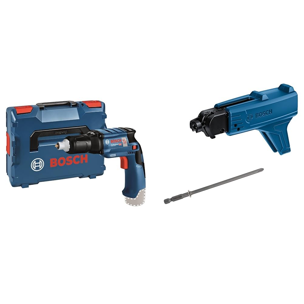 Bosch Professional 12V System Akku Trockenbauschrauber GTB 12V-11 (ohne Akkus und Ladegerät, Drehmoment hart/weich: 11/3 Nm) + GMA 55 Magazinaufsatz + Schnellbauschraube Feingewinde, S-F, 3,9 x 25 mm