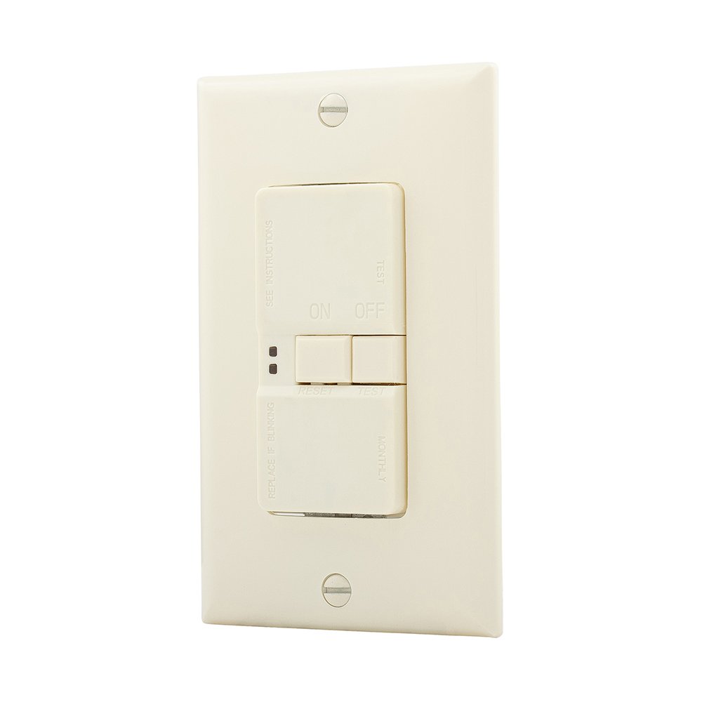 Eaton GFCI Self-Test 20A -125V Blank Face Receptacle with Standard Size Wallplate, Almond