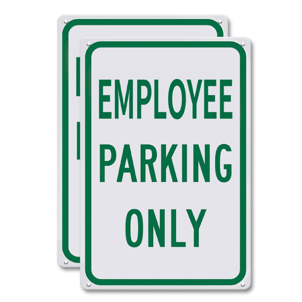 2 Pack Employee Parking Only Sign- 8 x 12 inch Metal Aluminum Parking Sign for Indoor and Outdoor, UV Protected, Waterproof, Weatherproof and Fade Resistant