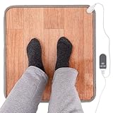 Heated Floor Mat - Foot Warmer Under Desk, 19.7x21.7in Heated Feet Rest for Home Office Desk, Winter 110V Electric Heating Pad with 3 Timers & 10 Adjustable Temperature
