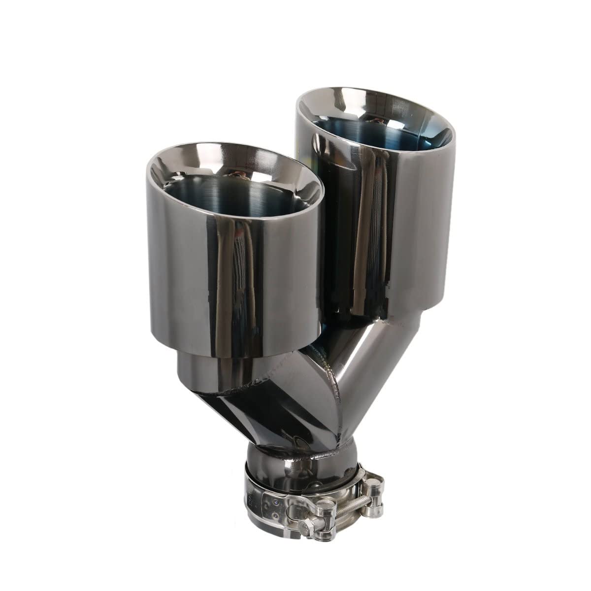 1 Paar Titan Schwarz Auto Universal Edelstahl Doppelrohr Auspuff Tipps Endrohr Auspuff (Size : IN 67 Out 101 MM)