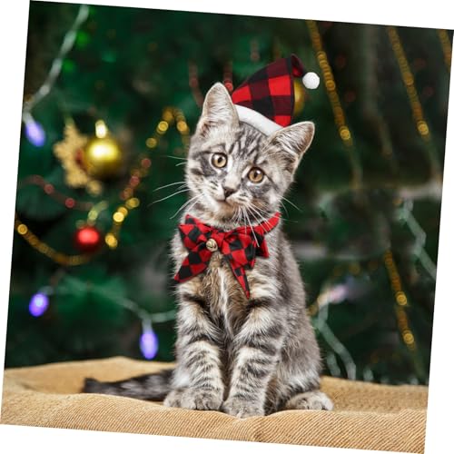 Disfraz navideño para mascotas con gorro y pajarita miniatura 7