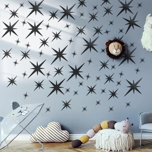 Set de 42 adhesivos de pared en forma de estrella negro miniatura 1