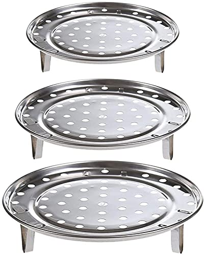 LATRAT Gemüsedämpfer mit Dünsteinsatz aus Edelstahl, 3 Stücke Edelstahl Dampfgarer Stand Dampf Regal Streamer Rack Dampf Tablett Platte für Hause Küche Restaurant, 20/24/26cm