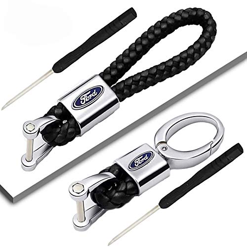 VILLSION 2Pack Genuine Leather Car Logo Keychain Key Chain Accessories Keyring