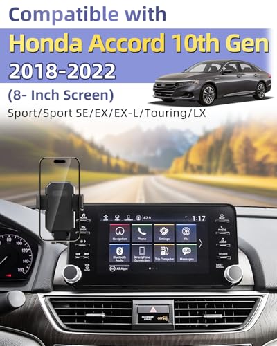 Image of PZK Car Phone Mount for Honda Accord 2018-2022 Sport SE /EX /EX-L /Touring /LX Accessories 10th Gen Accord Only for 8-inch Screen 360 Rotation Auto Lock Phone Holder with Stroage Box Not Affect Vent