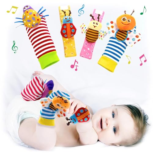 Image of BABY K Baby Rattle Socks for Girls & Boys (Set B) - Baby Toys 6-12 Months - Baby Wrist Rattles and Foot Rattles - Baby Toys for Newborns As Gift - Easy to Wear Baby Rattle Toys