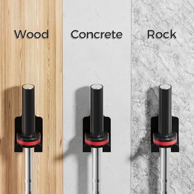 Barbell Wall Holder,Single Barbell wall Mount Hanger,Garage Gym Bar Wall Rack,Vertical Olympic Hanger wall Mount Rack,Space Saving Gym Accessory,Holds Under 33mm Bar Size(Black)