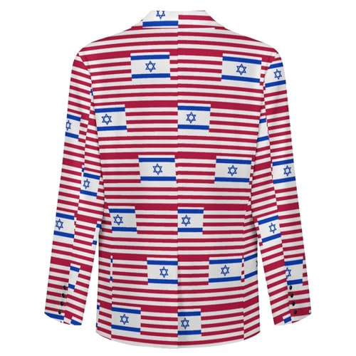 Israel Flag and U.S. Men's Suit Jacket 2 Button Lapel Blazers Tuxedo Business Coat for Wedding Party3