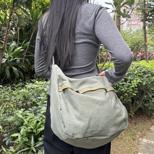 Image of Canvas Casual Messenger Bag Hobo Crossbody Bag Canvas Shouder Tote Handbag for Women and Men