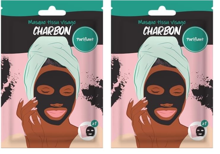 Masque Visage en tissus - Charbon - FRENCH TENDANCE (Lot de 2)