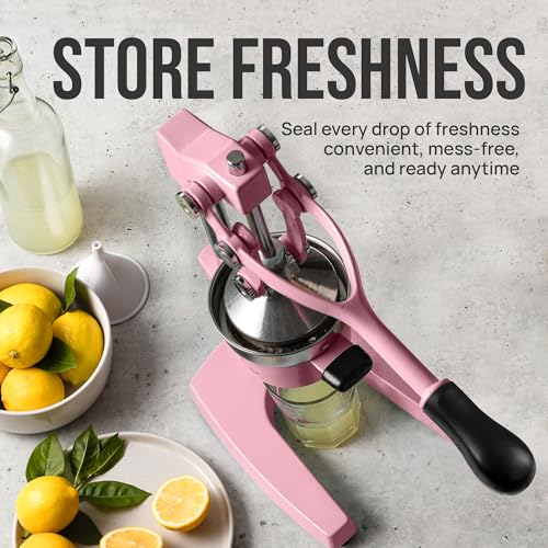 Image of Zulay Kitchen Cast-Iron Orange Juice Squeezer - Heavy-Duty, Easy-to-Clean, Professional Citrus Juicer - Durable Stainless Steel Lemon Squeezer - Sturdy Manual Citrus Press & Orange Squeezer (Pink)