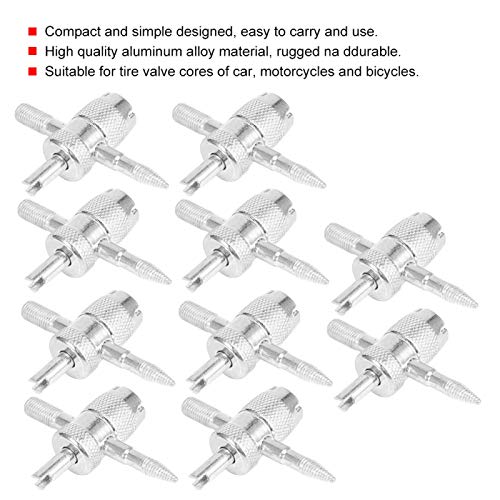 Image of Akozon 10pcs Tyre Valve Remover 4‑Way Core Key Valve Stem Installer Tyre Repair Tool