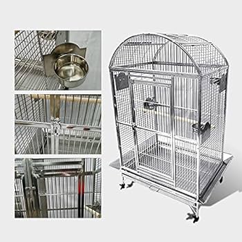 Amazon.com: BMWPET SUS201 不鏽鋼圓頂風格鳥籠鸚鵡籠36 英吋X