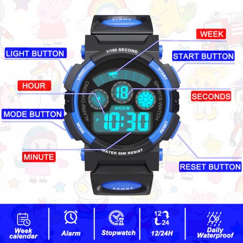 Image of Edillas Kids Digital Watch 7 Colors 50M Waterproof Sport Alarm Boys 7-15