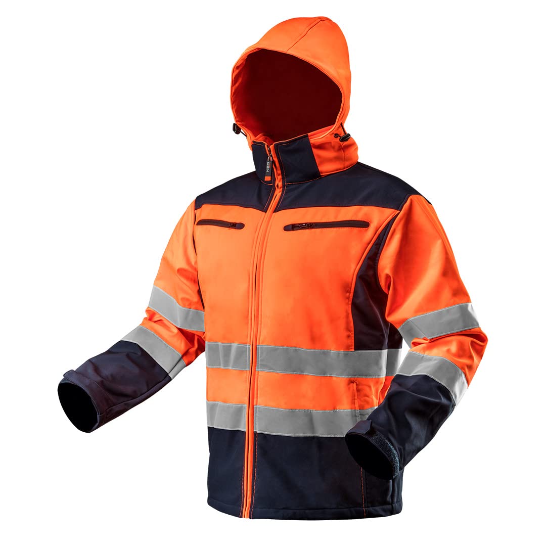Giacca softshell invernale di sicurezza con strisce catarifrangenti, arancione / giallo fluo, Arancione