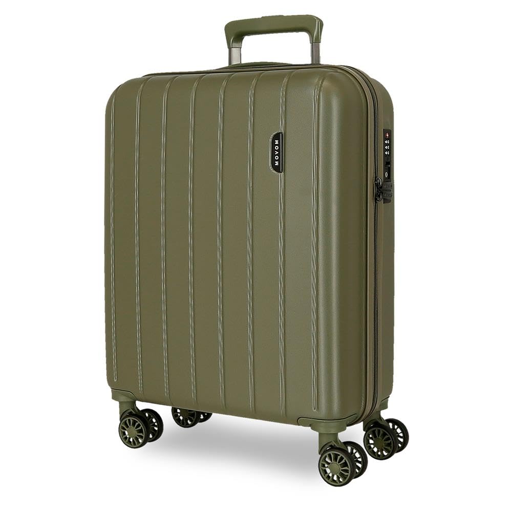 Movom Wood Walizka kabinowa, średnie, duże i zestawy, sztywne ABS zamknięcie TSA, 4 podwójne koła wysuwany bagaż podręczny Joumma Bags, khaki, 40 cm x 55 cm x 20 cm, Walizka kabinowa