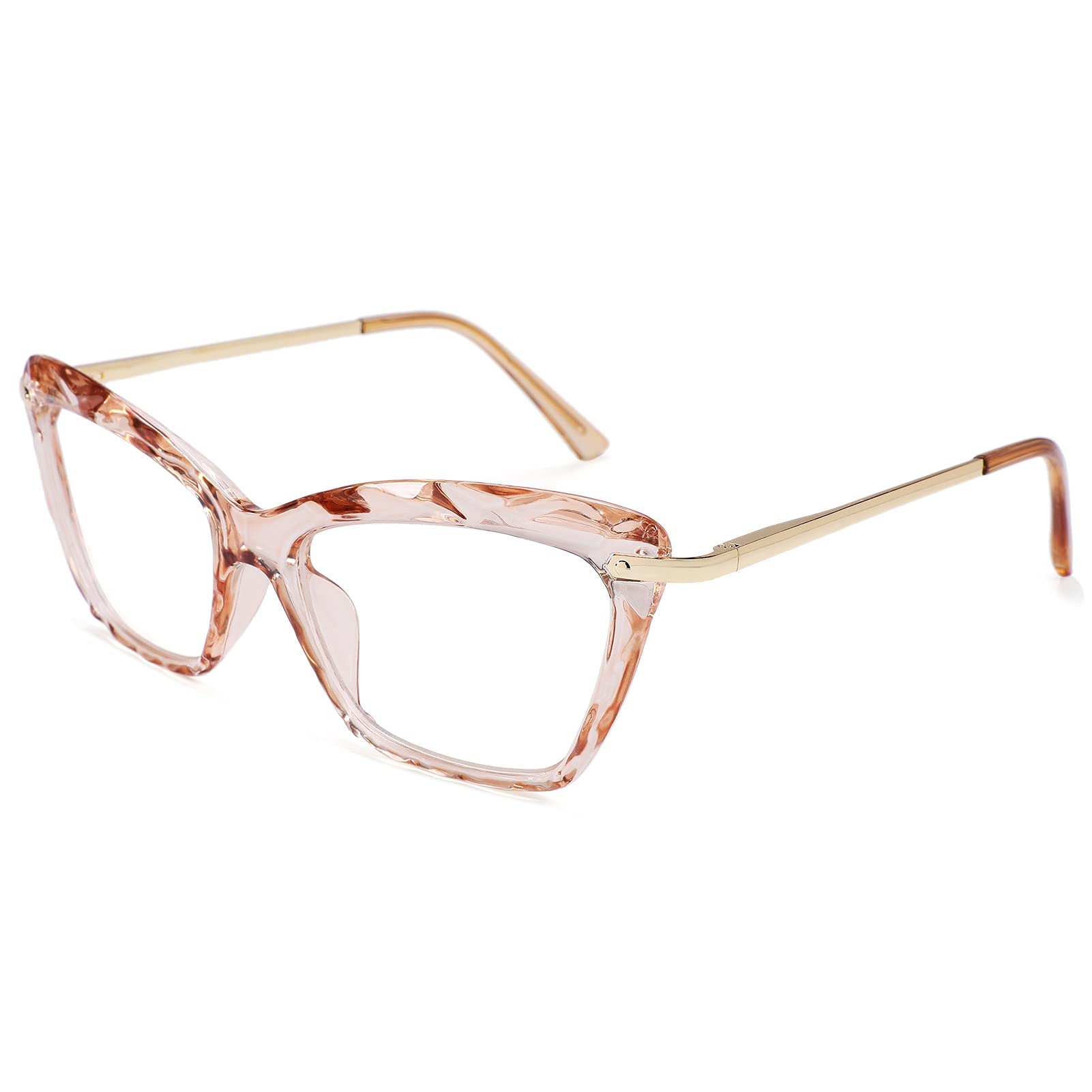 COASION Non-prescription Clear Lenses Eye Glasses for Women Cat Eye Glasses Small Frame With Spring Hinges
