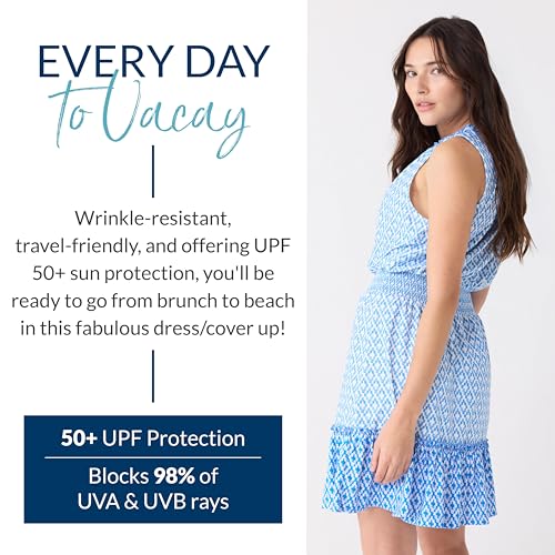 Cabana Life Women's Smocked Waist SPF Sundress, UPF 50+, Sun Protective Cover-Up, Nylon/Spandex4