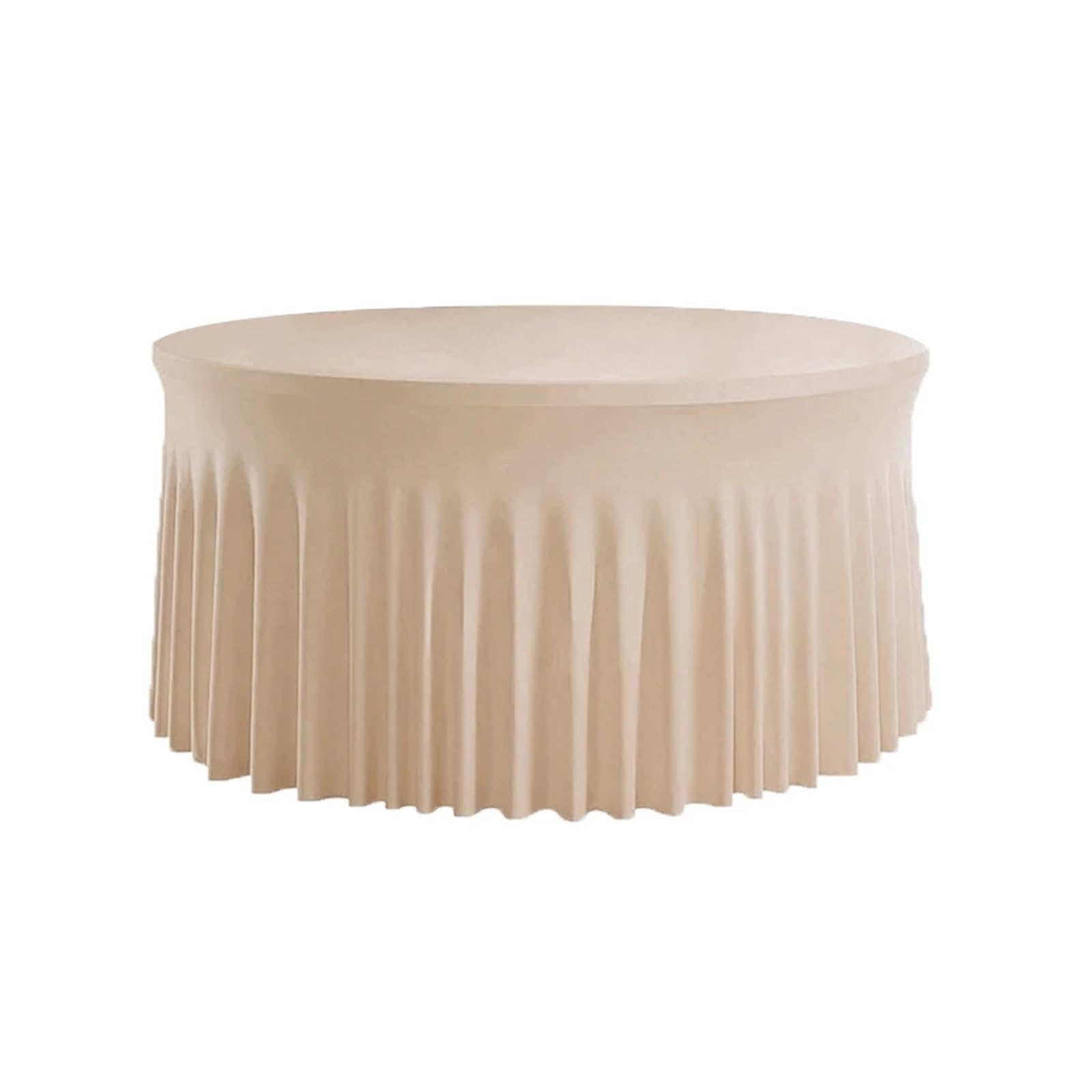 XUCZHAI Pleated Wave Spandex Round Tablecloth Elastic Skirted Cover for Banquet Wedding Stain-Resistant For Banquets, Wedding, Parties(Champagne,6FT 183.0CM ROUND)