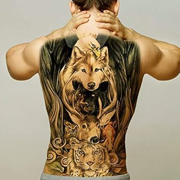 Tzxdbh 2 Stuck Temporare Manner Tatowierungen Grosser Wolf Lowe Tiger Tattoo Temporales Fur Manner Grosse Volle Rucken Tattoo Und Body Art Sexy Tattoo Aufkleber Amazon De Beauty