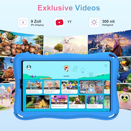Kinder Tablet 9 Zoll, mit 32GB ROM + 2TB TF Android15 Face ID Eva Case Blau – Ansicht 6