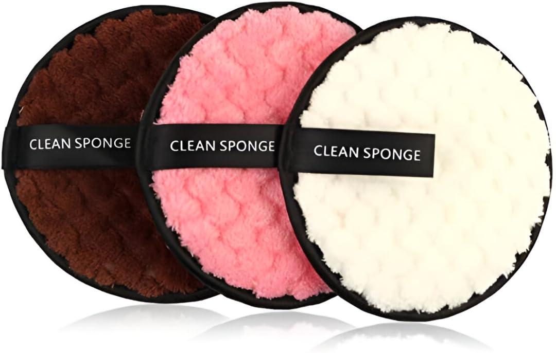 Reusable Makeup Remover Cleansing Sponge Pads Round Shape Washable (Pack of 3)-image-36