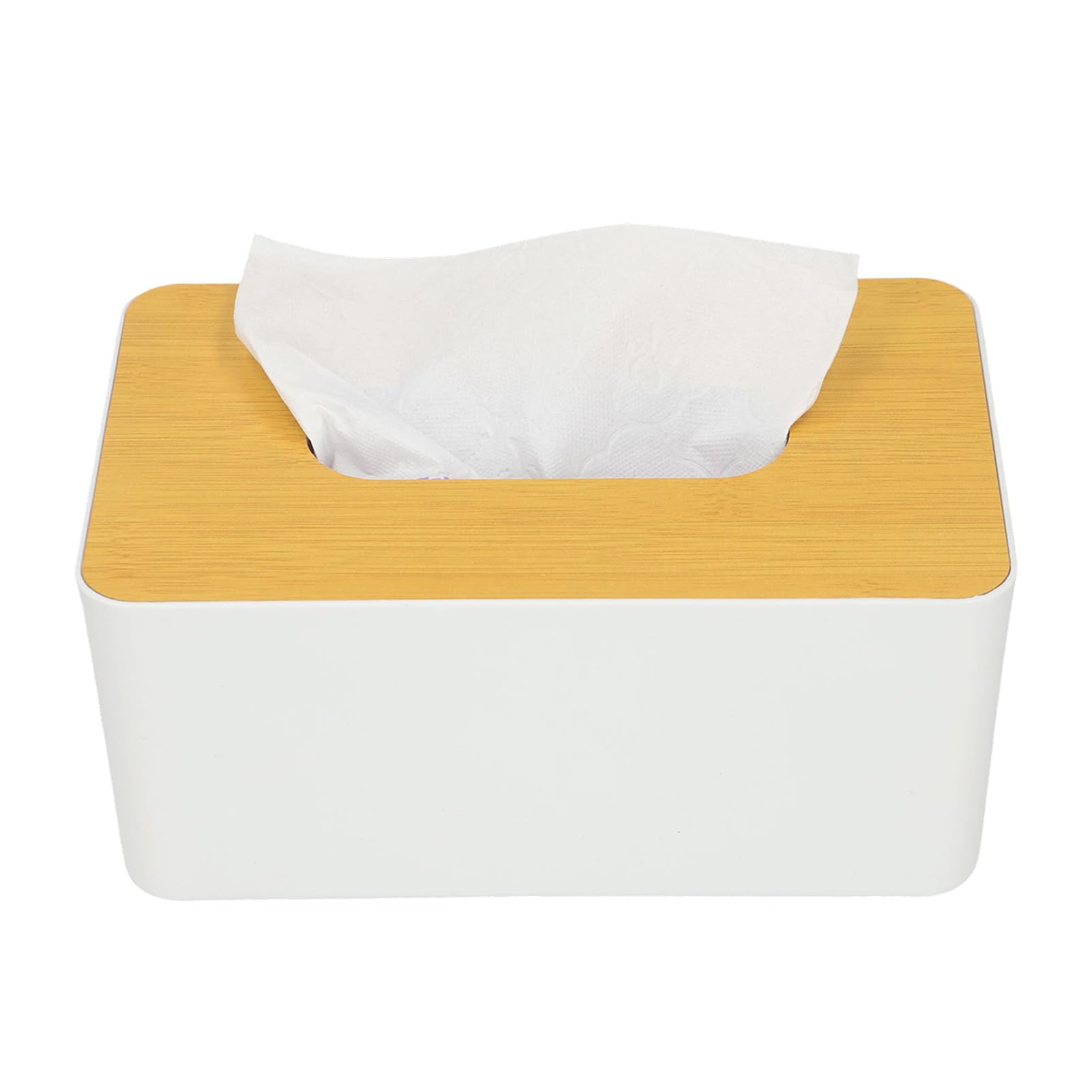 Pudełko na Chusteczki z Bambusa, Kwadratowe, Zdejmowana Osłona, Plastikowy Organizer do Przechowywania, 13.5x13 cm