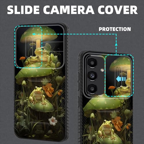 wiaekosef for Galaxy S24 Plus Case Built in Slide Camera Lens Cover,Heavy Duty Shockproof Protection Dual Layer Case for Samsung Galaxy S24 Plus (6.7") 2024,Cute Frog Mushroom - image 3