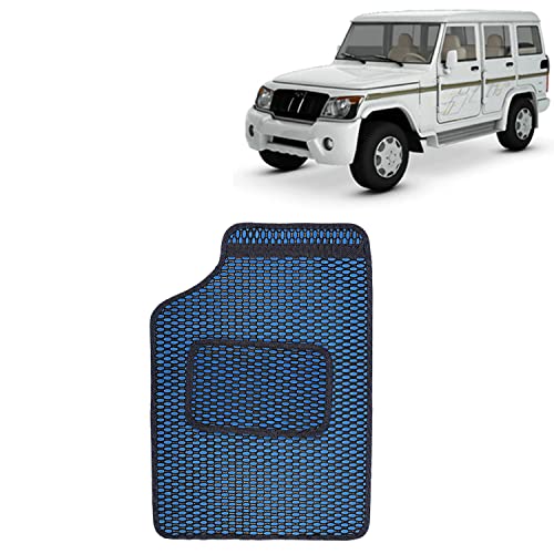 Image of Kingsway Dotted Design Car Floor Foot Mats Universal Fit for Mahindra Bolero, Model Year : 2000-2019, Water and Dustproof, Color Blue, Set of 5 Pieces