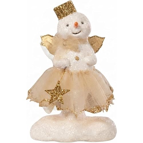 Bethany Lowe Designs 4.5" Raggedy Pants Snowman Angel with Gold Wings Christmas Winter Figure