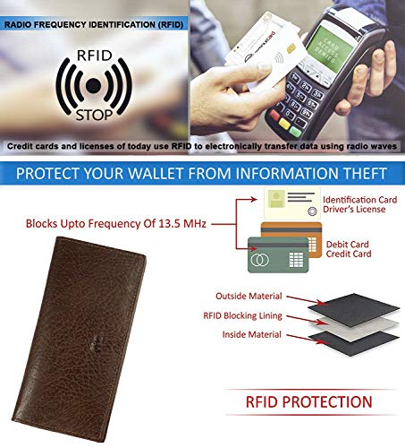 Image of RFID Blocking Mens Genuine leather Bifold Long Wallet