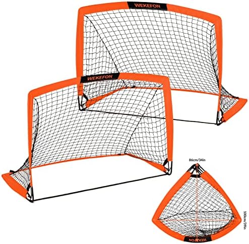 WEKEFON Soccer Goals, Set of 2 - Size 3.6'x2.7' Portable Foldable Pop Up Soccer Net for Backyard Training Goal for Kids and Youth Soccer Practice with Carry Bag