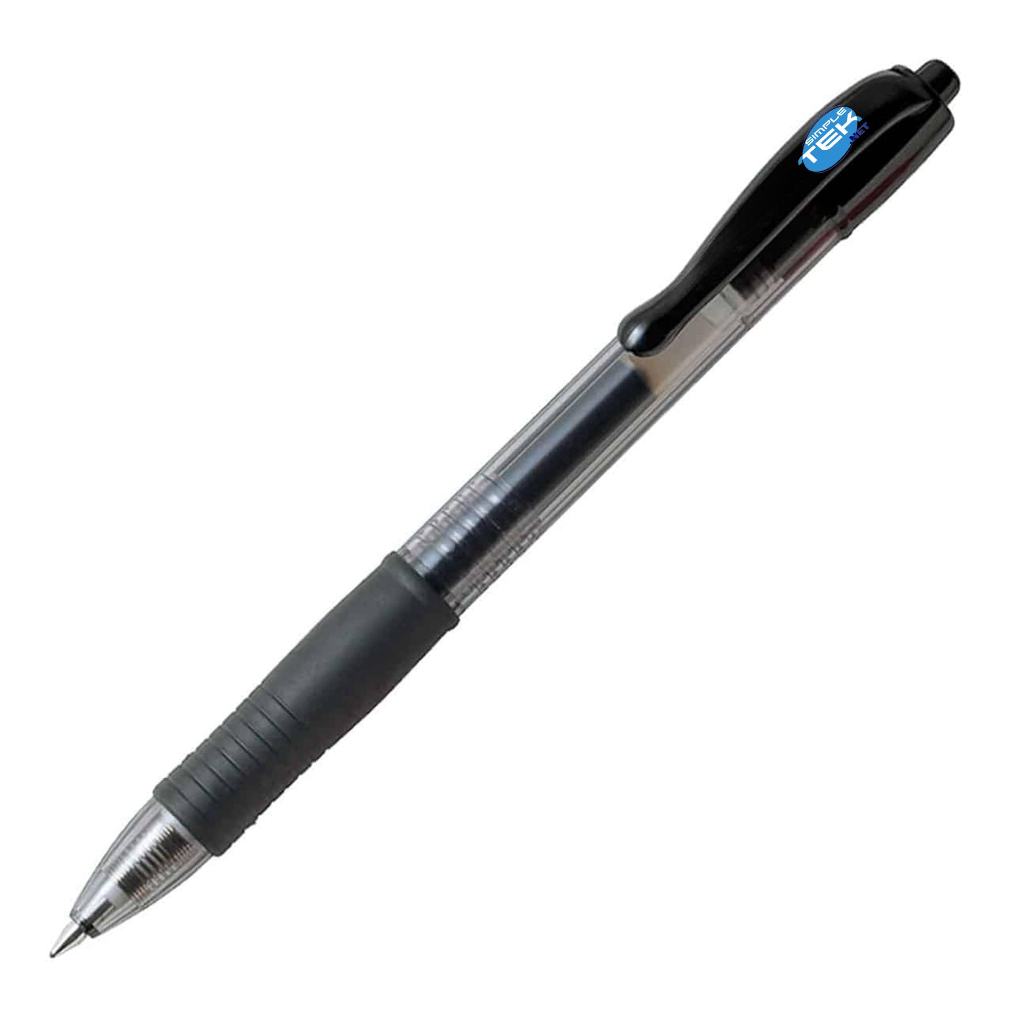 SIMPLETEK - Set 12 X Penne a Gel a Scatto - Tratto 0.7 mm, Inchiostro Nero, Ricaricabili, Asciugatura Rapida e Anti-sbavature