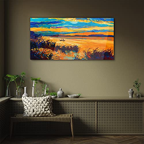 Coucher de soleil sur l'eau tableau en verre pour mur vide - 3