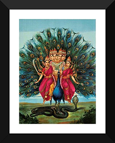 Image of Tallenge - Murugan - Raja Ravi Varma Mythology Collection - Small Poster Paper - Framed (12 x 18 inches)