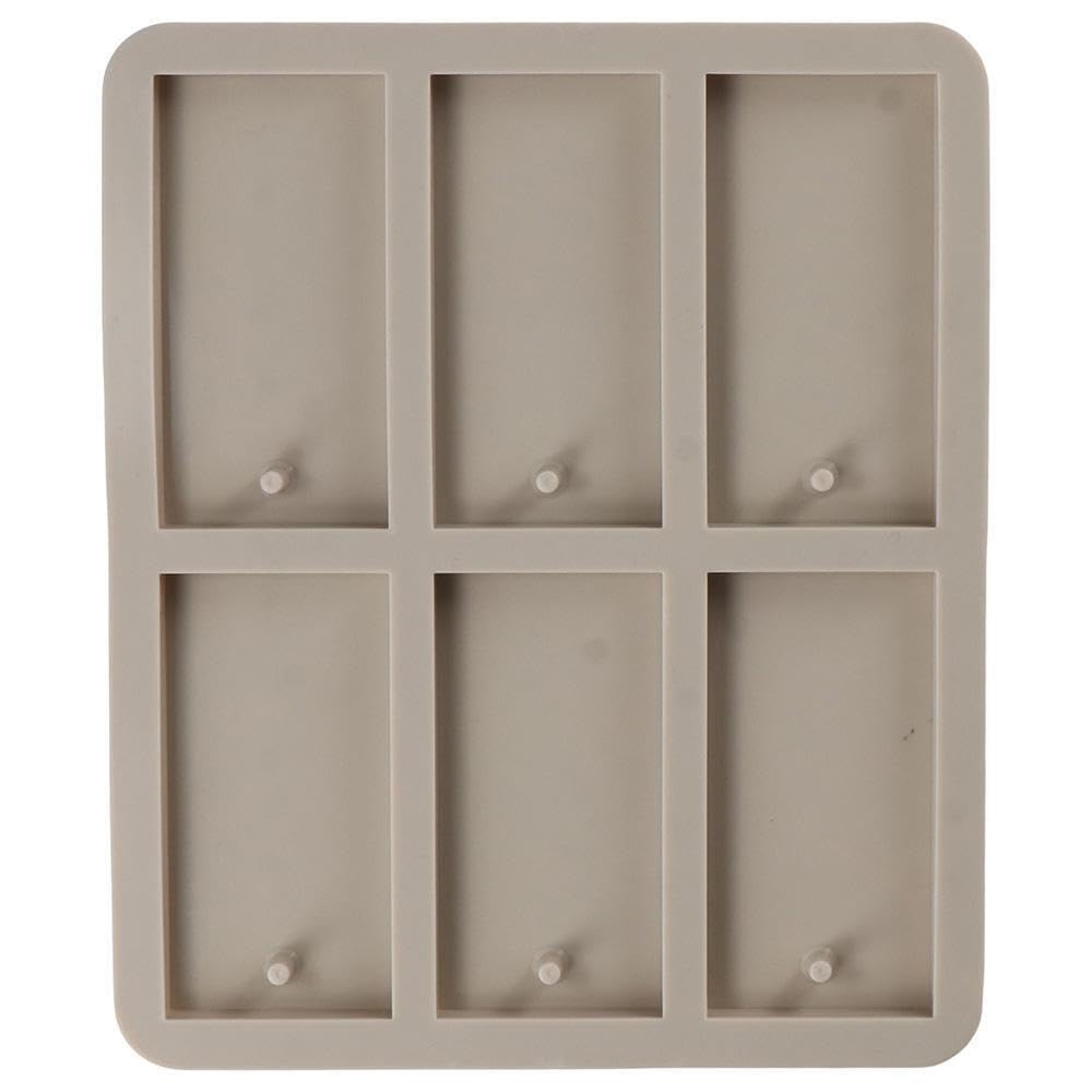 FirstTry Aromatherapy Wax Mold I Silicone Fondant Mould with Hanging Hole I Dried Flowers Resin Soap Clay Craft Jewelry Making Molds DIY Pendant Bookmark Necklace I Grey - 6 Cavity (Rectangle) 3