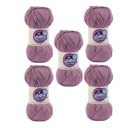 Image of NESTNHAVEN Cotton Candy 100% Cotton Yarn - (100g, 185 Meters) - Luxury Yarn for Crochet, Amigurumi, Embroidery, Toys, Garments, Flowers and Hobby, Projects. (Deep Purple) | (500 Gm)