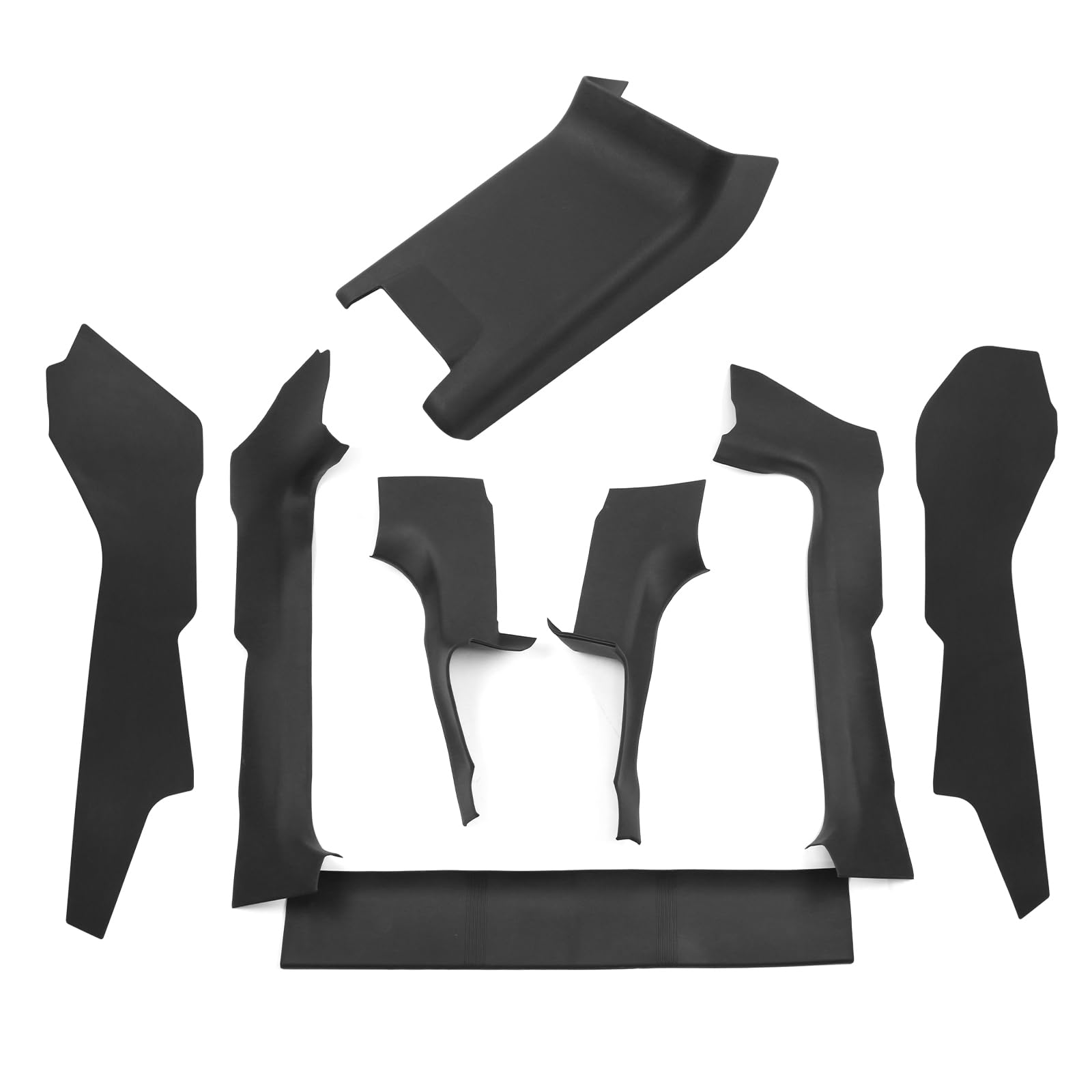 IKON MOTORSPORTS TPE PP Front + Rear Door Sill Protector + Rear Seat Kick Panel + Center Control Anti-Kick Cover, Compatible with 2024-2025 Tesla Model 3 Highland, 8PCS Interior Accessories, Black