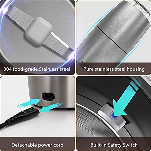 ywewsq Molinillo de café eléctrico con Hoja de Acero Inoxidable, bajo Nivel de Ruido, Motor Potente de 28000 RPM, Ideal… - Imagen 6