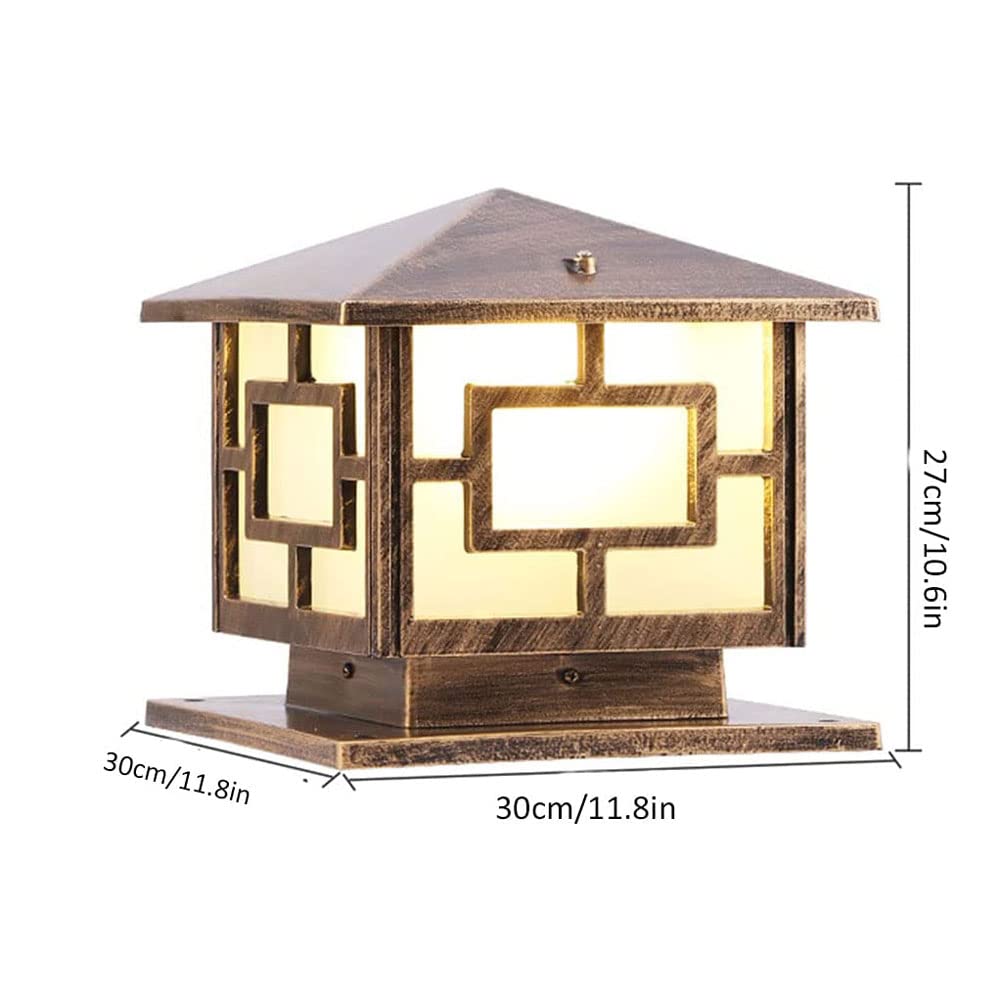 E27 Post Light Outdoor, Traditionelle Quadratische Post Lampe Vintage Druckguss Aluminium Säulenlicht wasserdichte Stehlampe Hof Rasen Gang Landschaftslampe