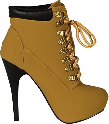 Forever Link Womens Compose-01 Tyrant Military Lace Up Platform Ankle Bootie,Camel,10 #TOP1